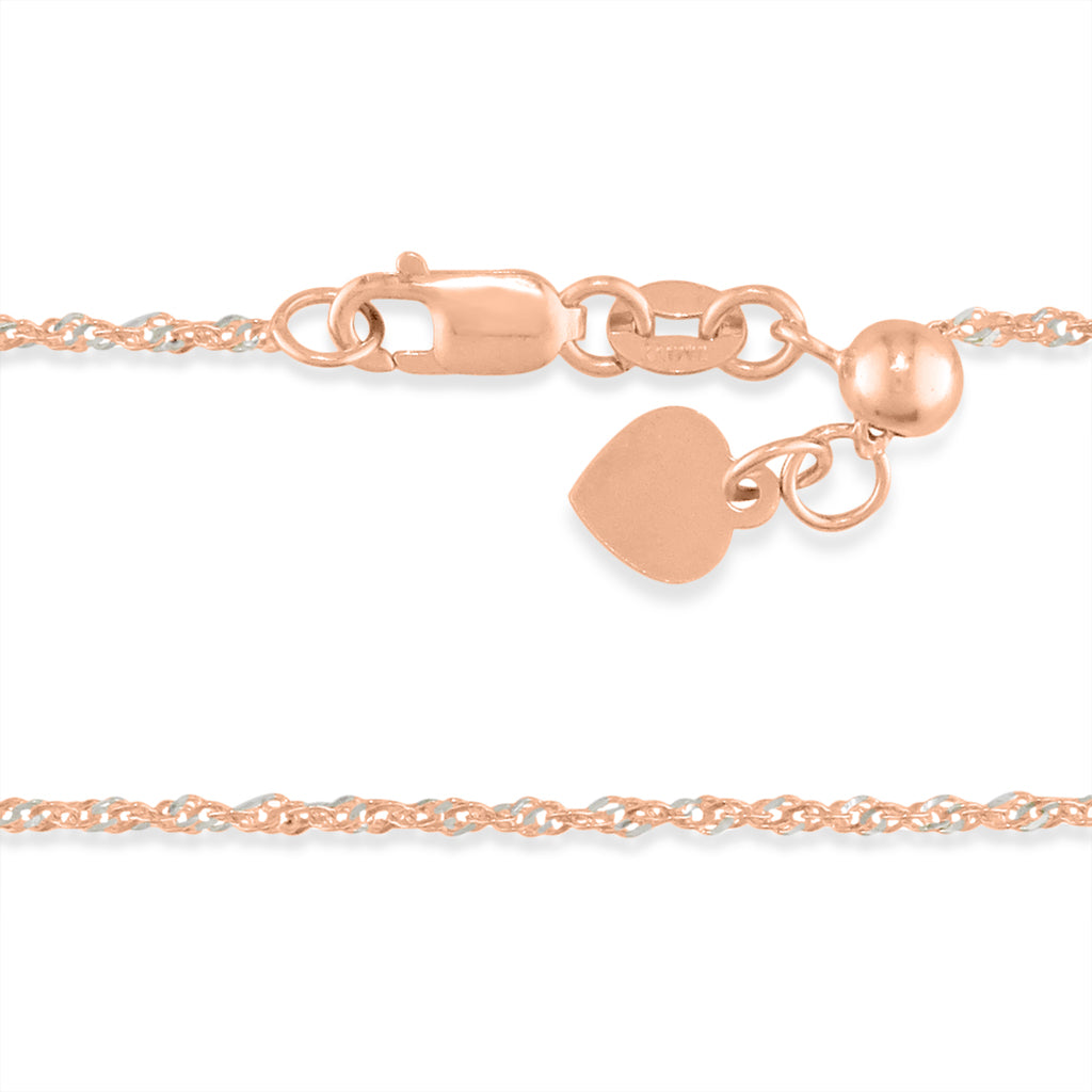 769218 - 14K Rose Gold and 14K White Gold - Adjustable Singapore Chain