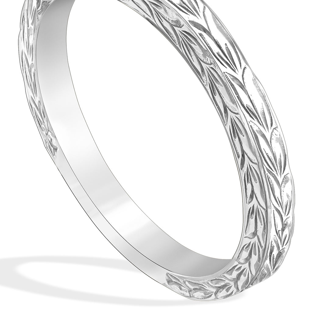 40686 - 14K White Gold - Maile Scroll Stacking Ring