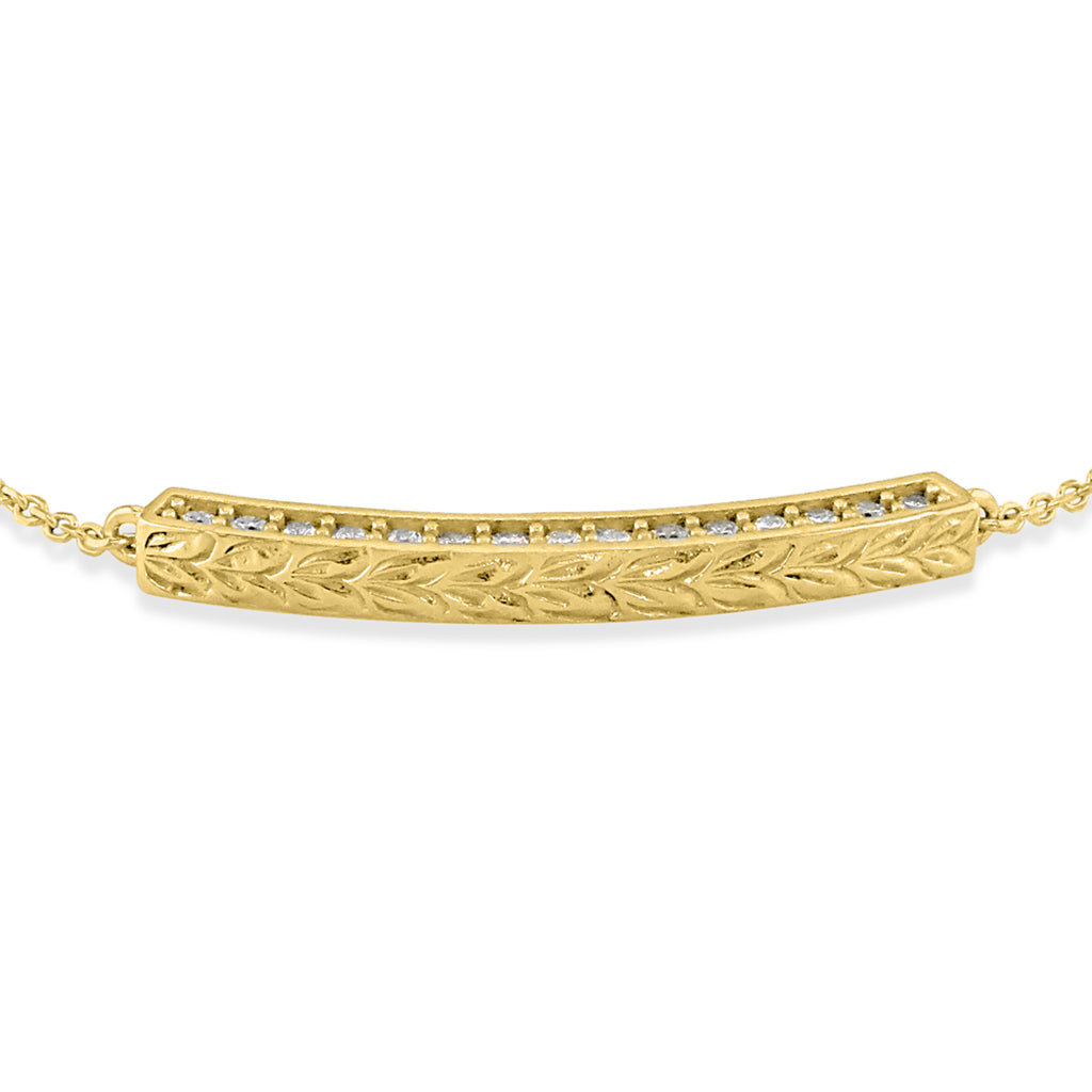 41054 - 14K Yellow Gold - Maile Scroll Bar Necklace