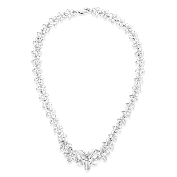 Sterling Silver Graduated Plumeria Flower Necklace – Na Hoku
