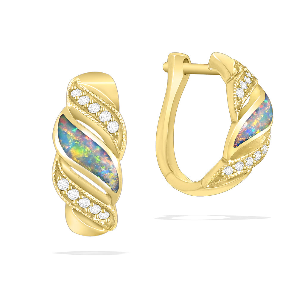 884658 - 14K Yellow Gold - Kabana Opal Hinged Earrings