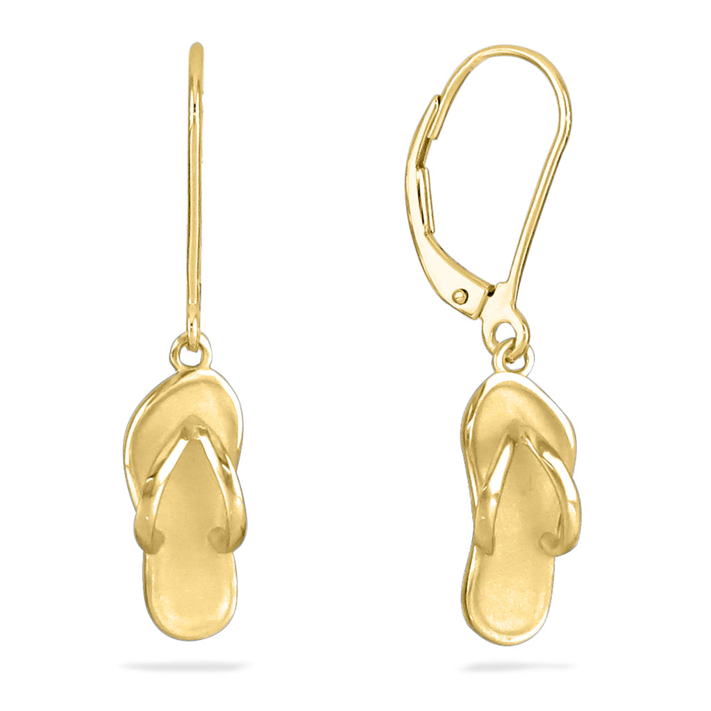 40631 - 14K Yellow Gold - Hawaiian Slipper Leverback Earrings