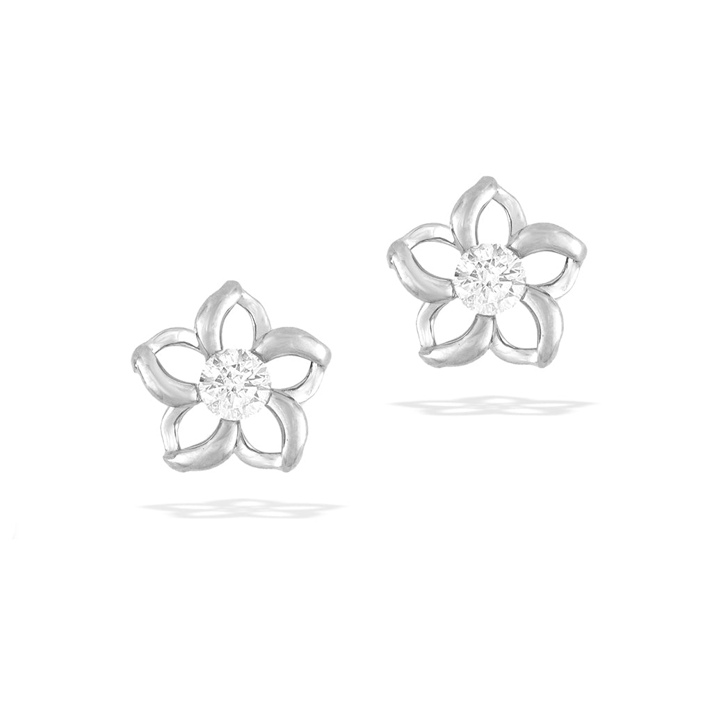 40626 - 14K White Gold - Floating Plumeria Earring Jackets