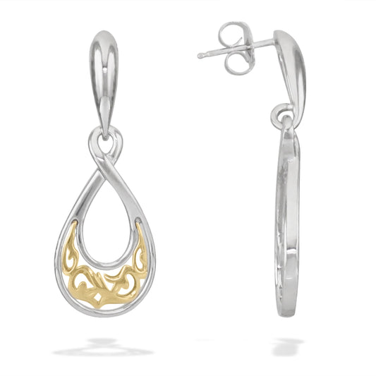 40701 - 14K Yellow Gold and Sterling Silver - Nalani Infinity Dangle Earrings