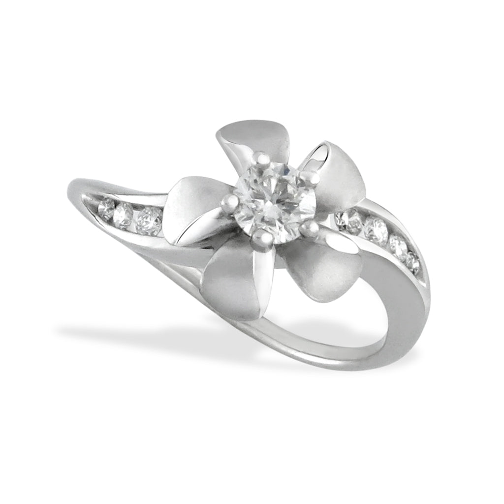 41841 - 14K White Gold - Plumeria Diamond Ring