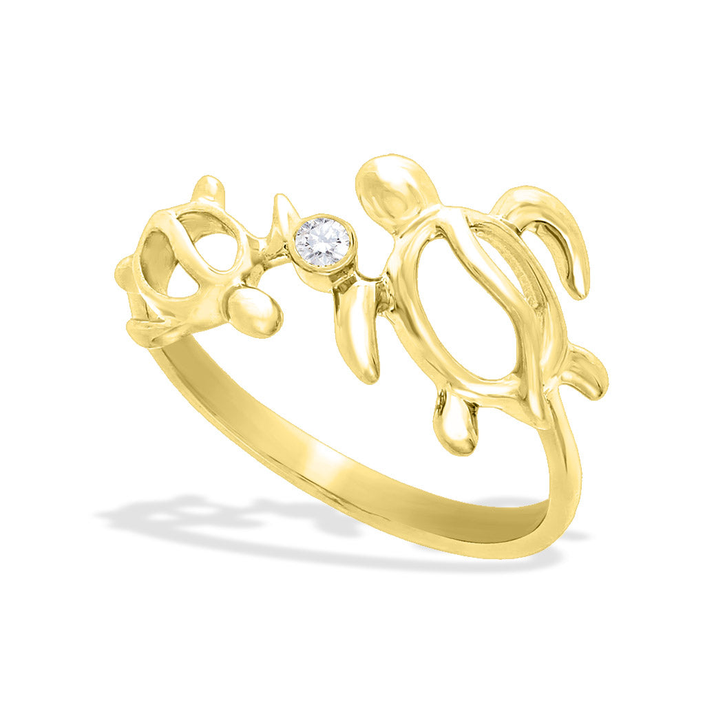 41406 - 14K Yellow Gold - Double Honu Ring