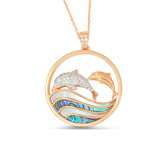 800221 - 14K Rose Gold - Frederic Sage Dolphin Pendant