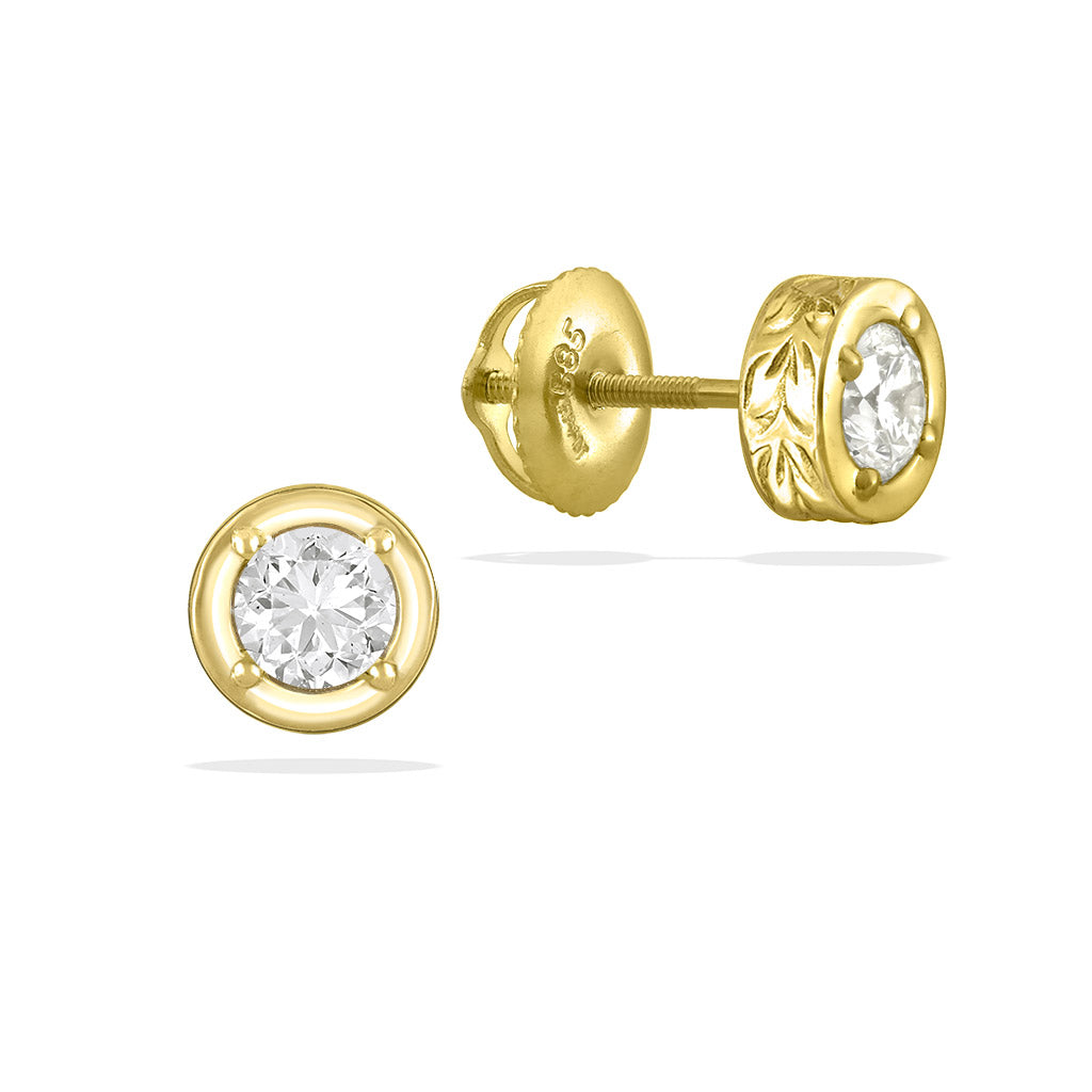 43343 - 14K Yellow Gold - Maile Scroll Stud Earrings