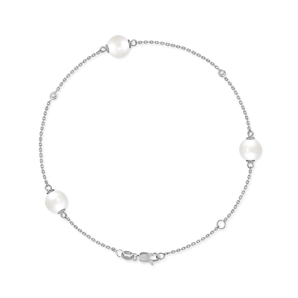 43314 - 14K White Gold - White Akoya Pearl Bracelet