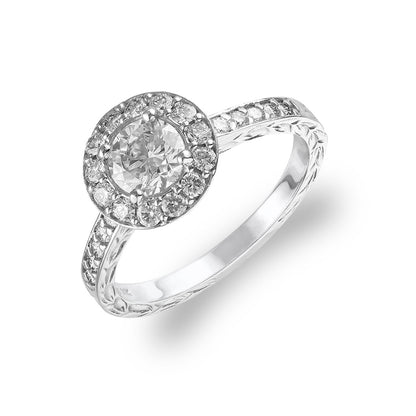 Maile Halo Engagement Ring– ¾ct Round Center Diamond–Na Hoku