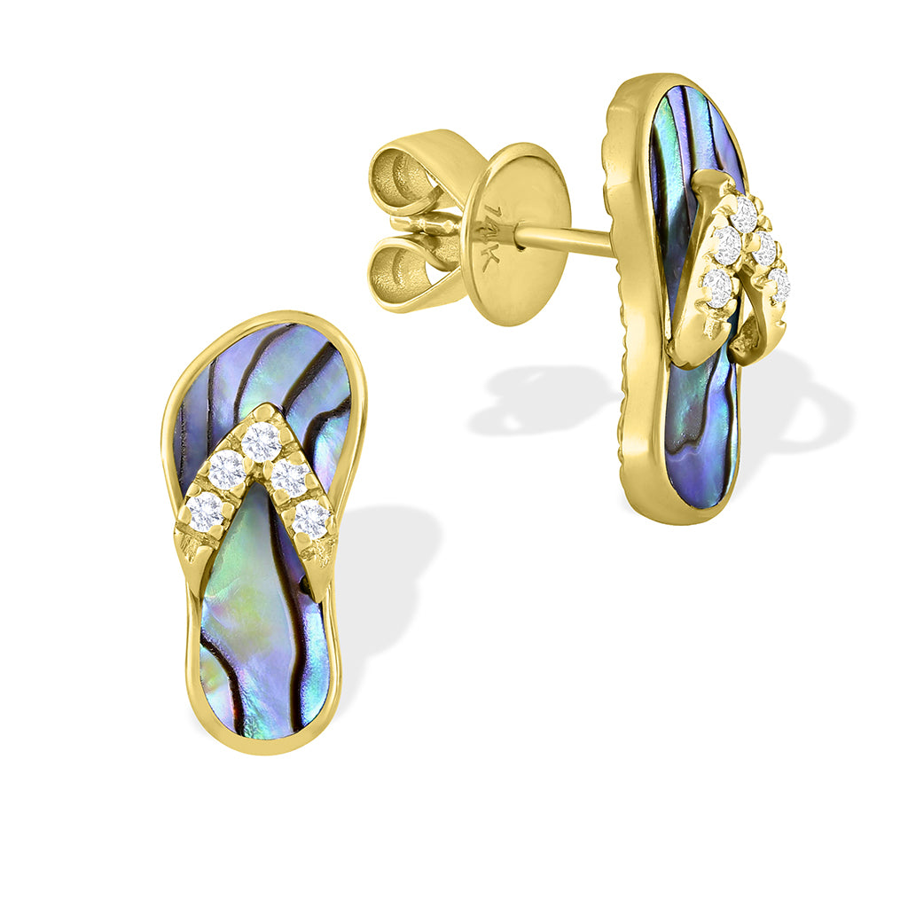 47579 - 14K Yellow Gold - Hawaiian Slipper Stud Earrings