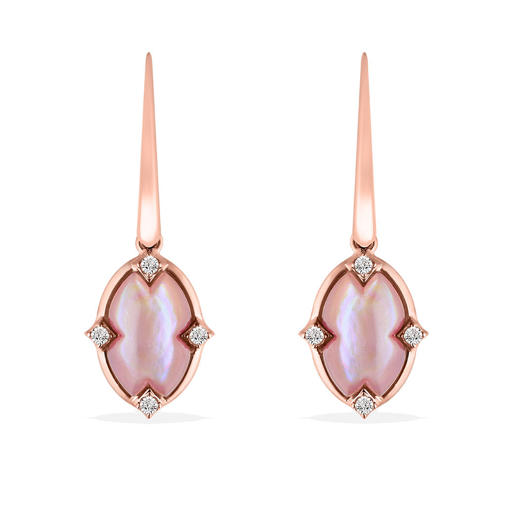 771398 - 14K Rose Gold - Kabana Oval Inlay French Wire Earrings