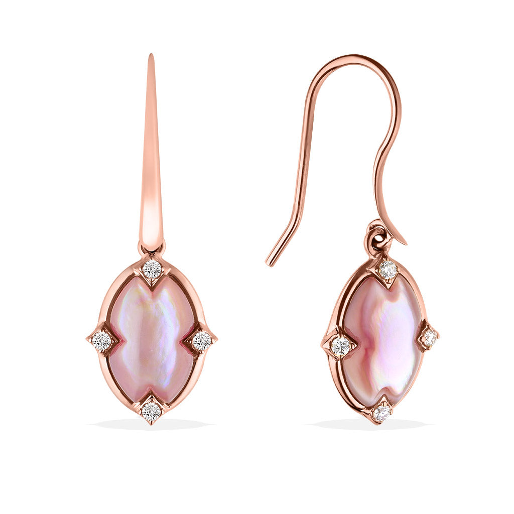 771398 - 14K Rose Gold - Kabana Oval Inlay French Wire Earrings