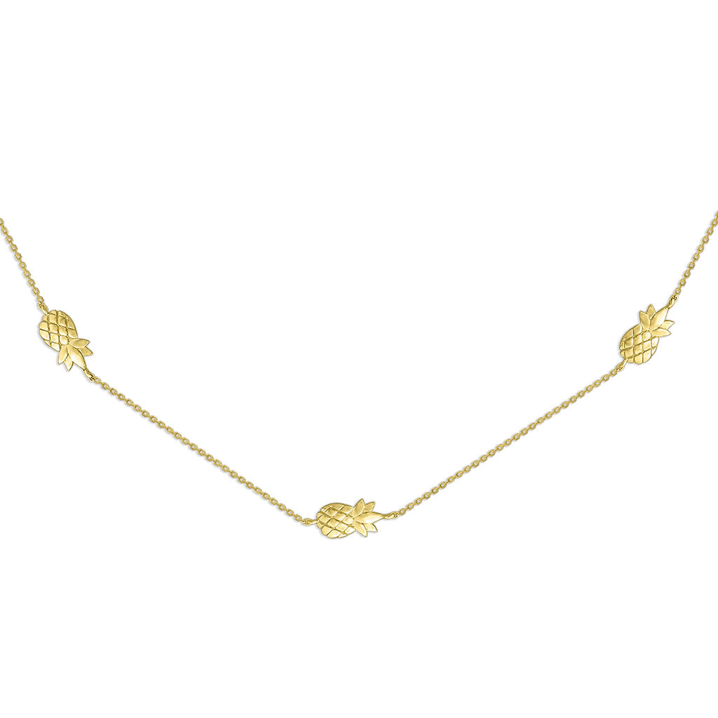 43789 - 14K Yellow Gold - Pineapple Adjustable Necklace