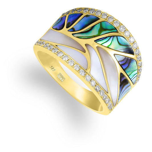 771955 - 14K Yellow Gold - Frederic Sage Inlay and Diamond Ring