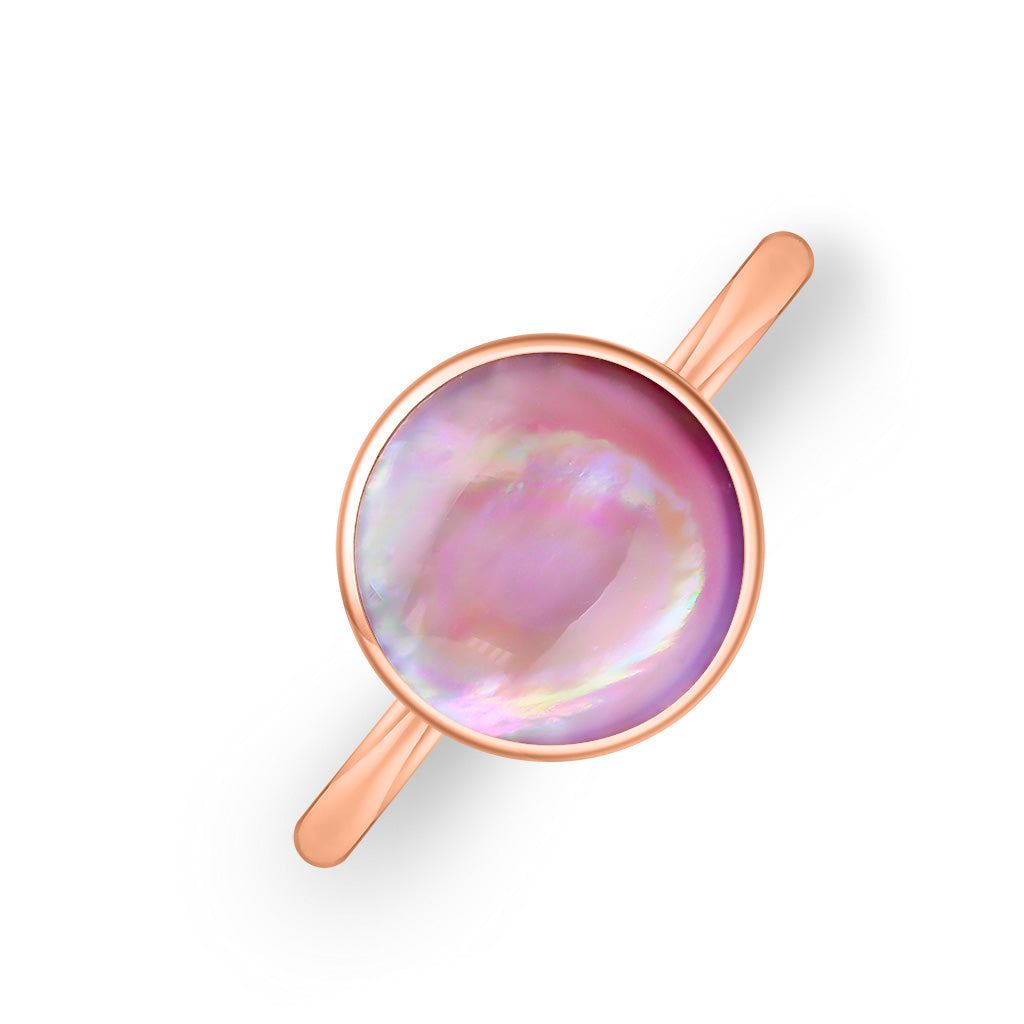 Rose Gold Kabana Ring–Round Pink Mother of Pearl–Na Hoku