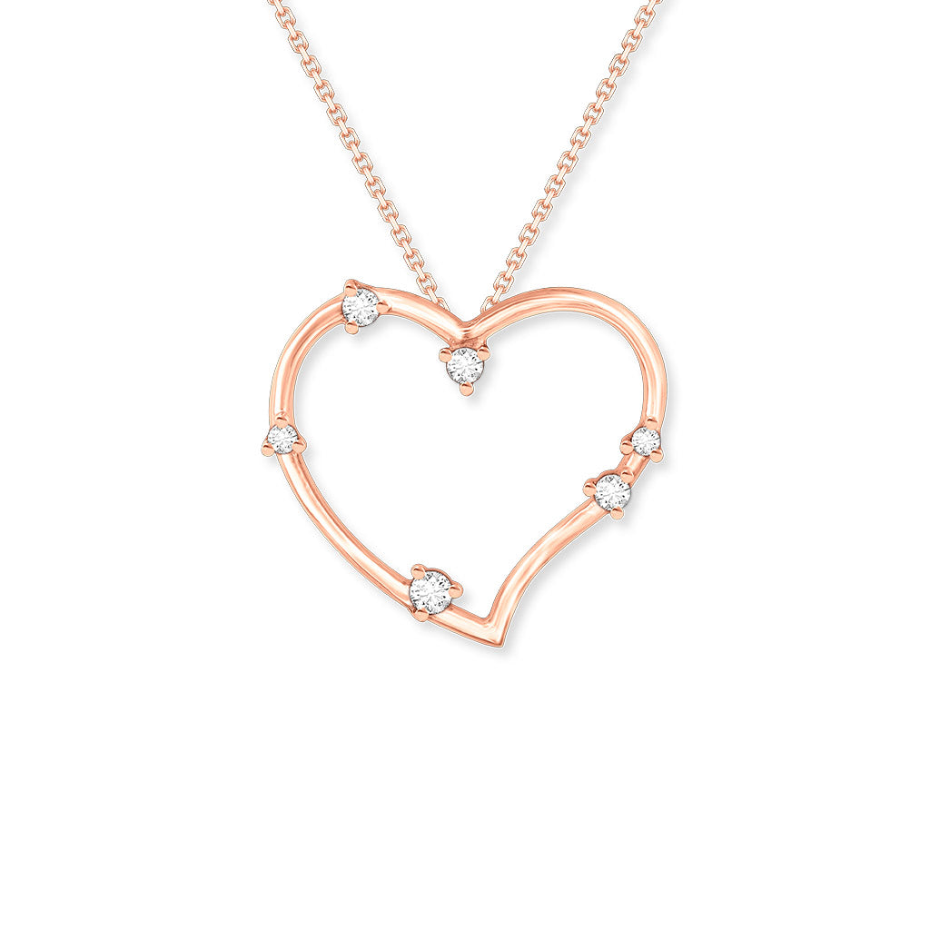 44032 - 14K Rose Gold - Diamond Heart Pendant
