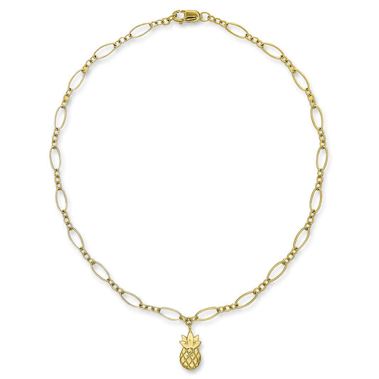 44119 - 14K Yellow Gold - Pineapple Charm Anklet