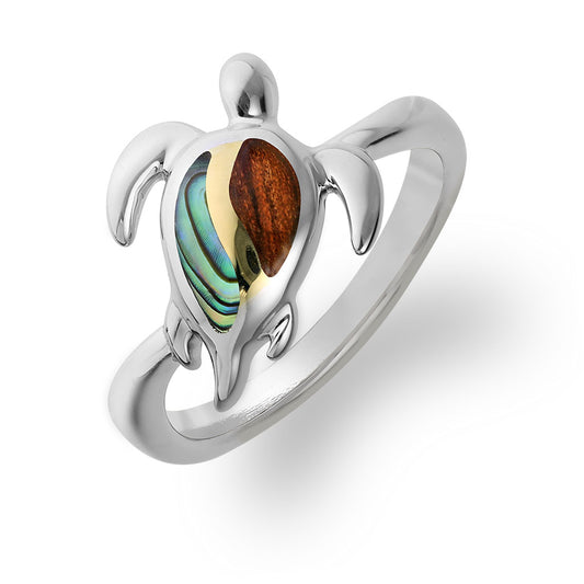 44270 - 18K Yellow Gold and Sterling Silver - Honu Ring