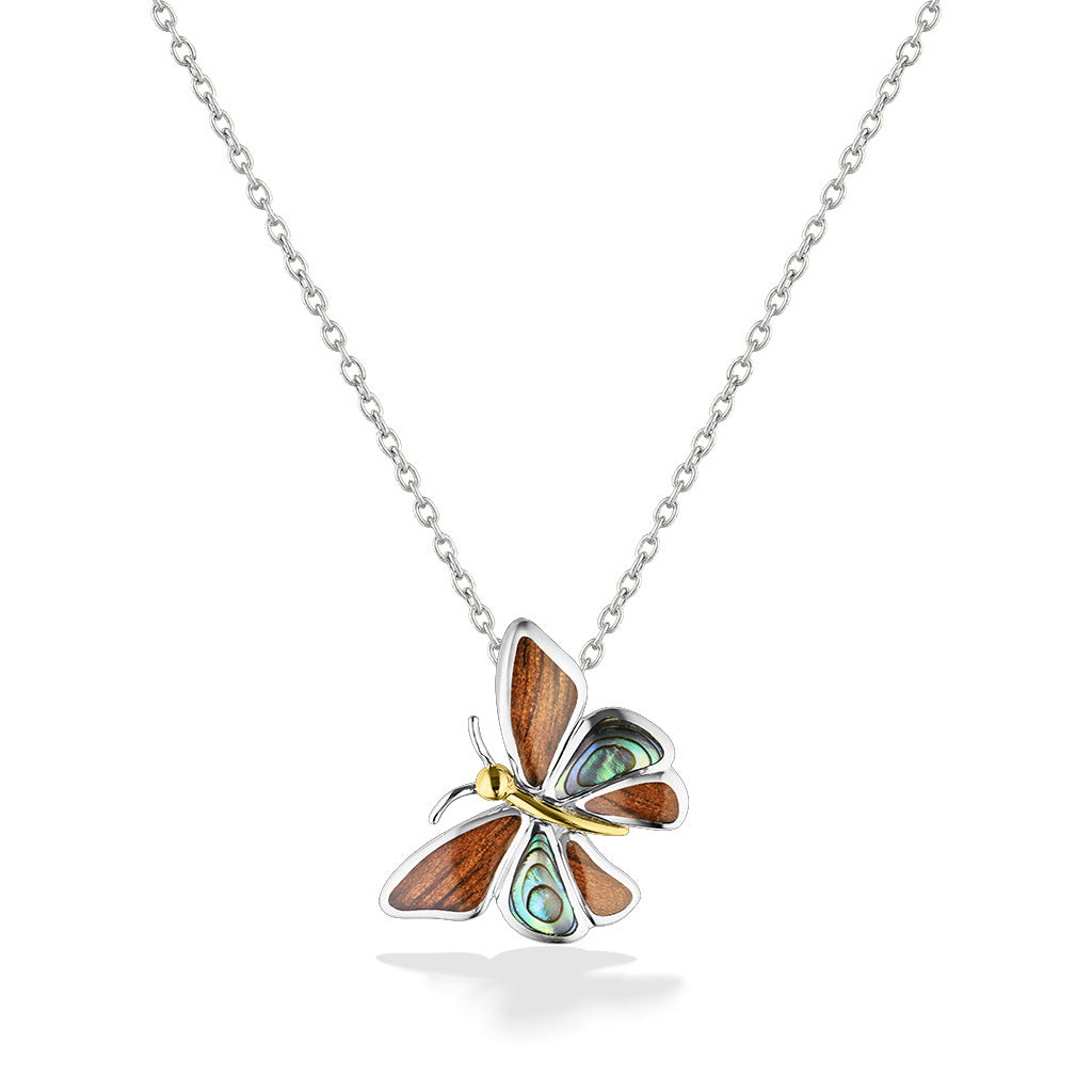 44272 - 18K Yellow Gold and Sterling Silver - Butterfly Pendant