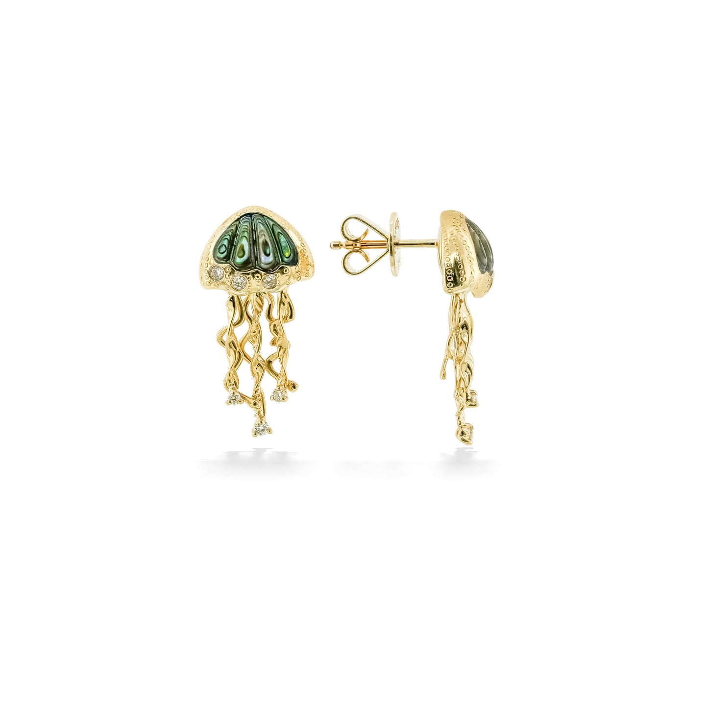 44349 - 14K Yellow Gold - Jellyfish Stud Earrings