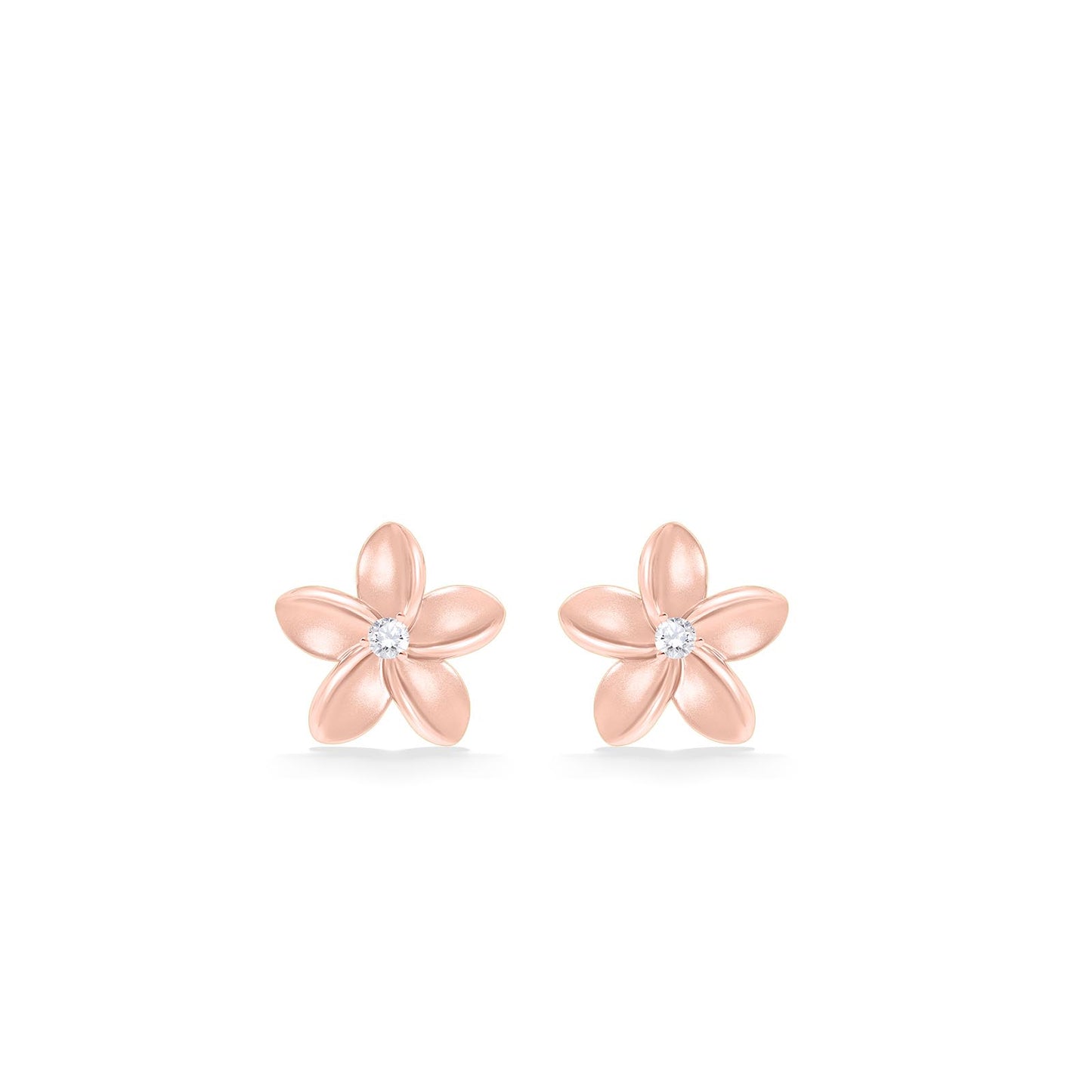 44366 - 14K Rose Gold - Plumeria Stud Earrings