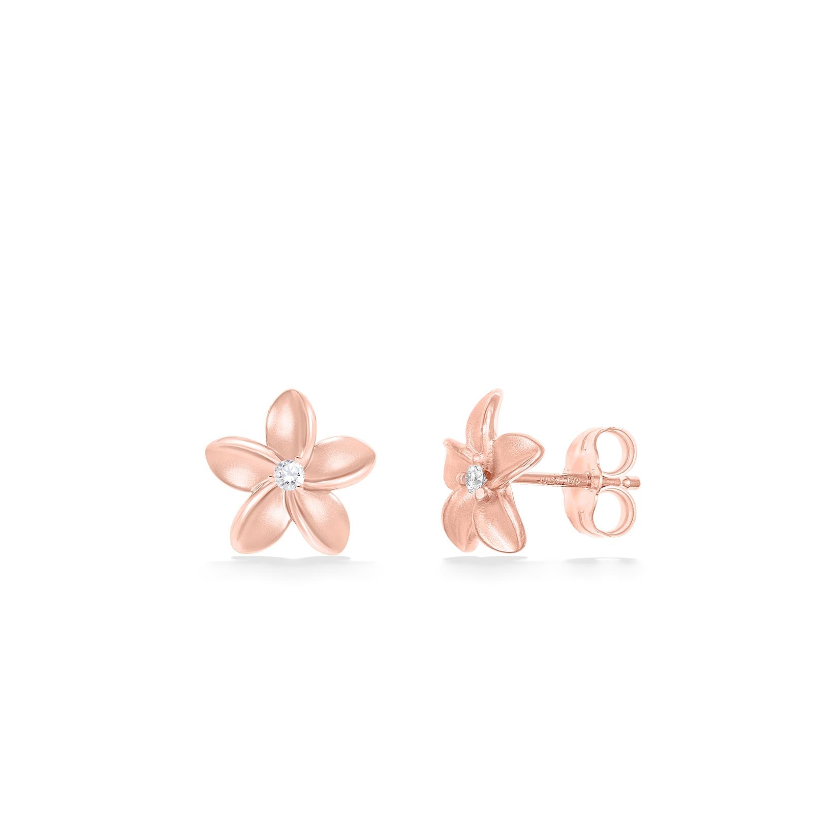 44366 - 14K Rose Gold - Plumeria Stud Earrings