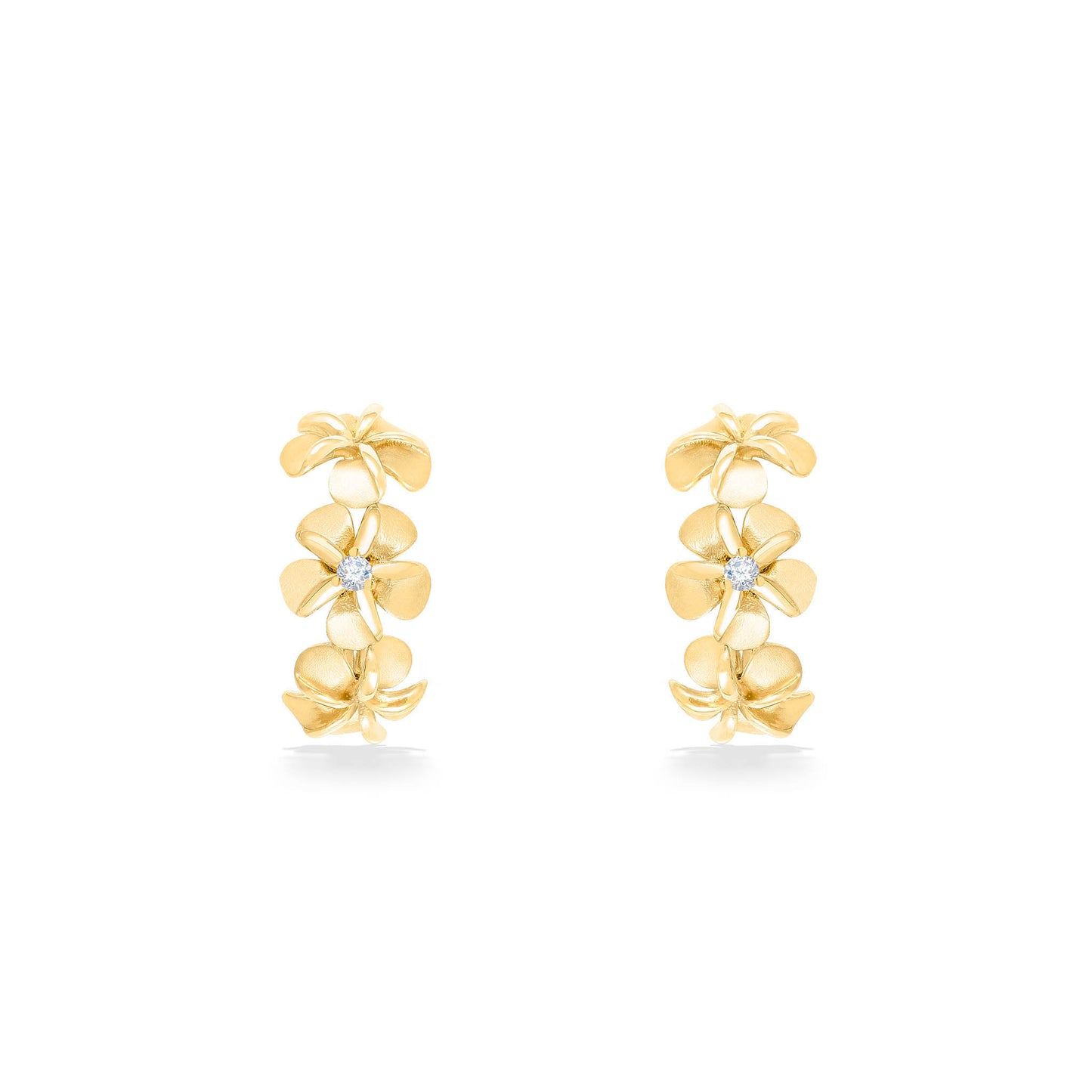 44295 - 14K Yellow Gold - Plumeria Half Hoop Earrings