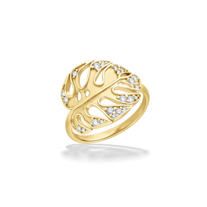 44400 - 14K Yellow Gold - Diamond Monstera Ring
