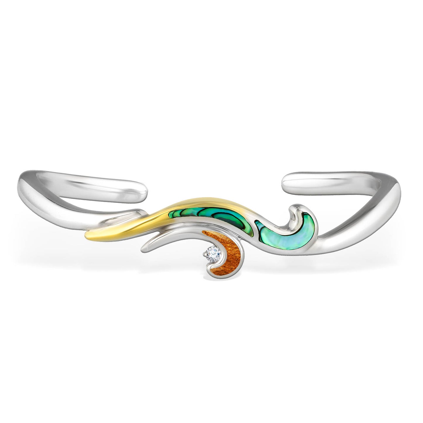 44389 - 18K Yellow Gold and Sterling Silver - Waterfall Cuff Bracelet