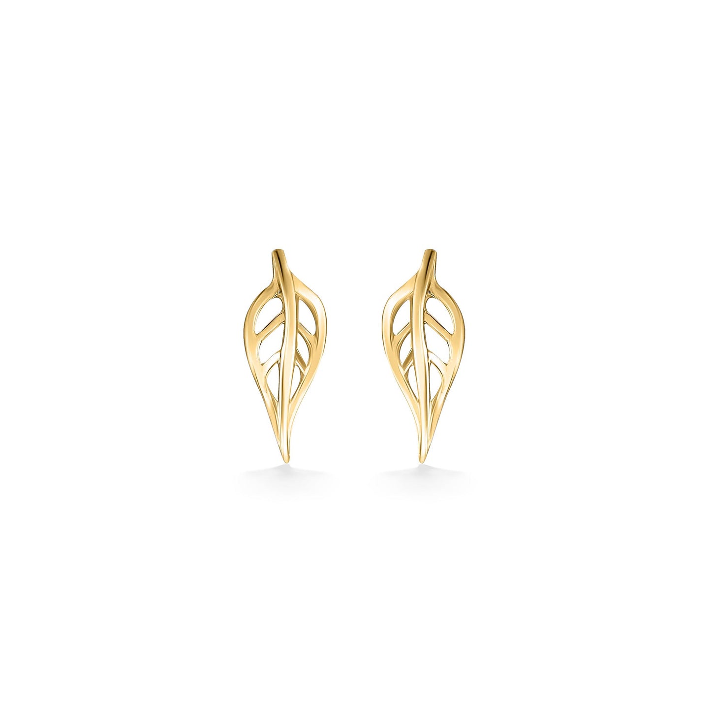 44397 - 14K Yellow Gold - Maile Leaf Stud Earrings