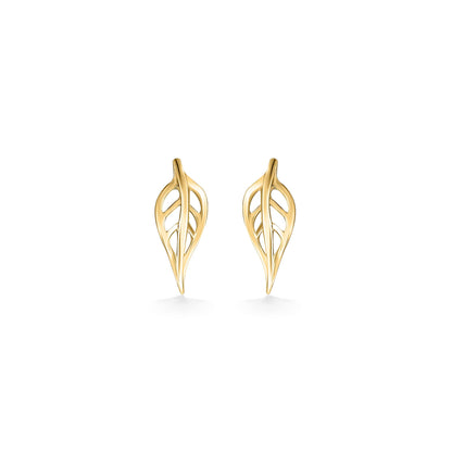 44397 - 14K Yellow Gold - Maile Leaf Stud Earrings