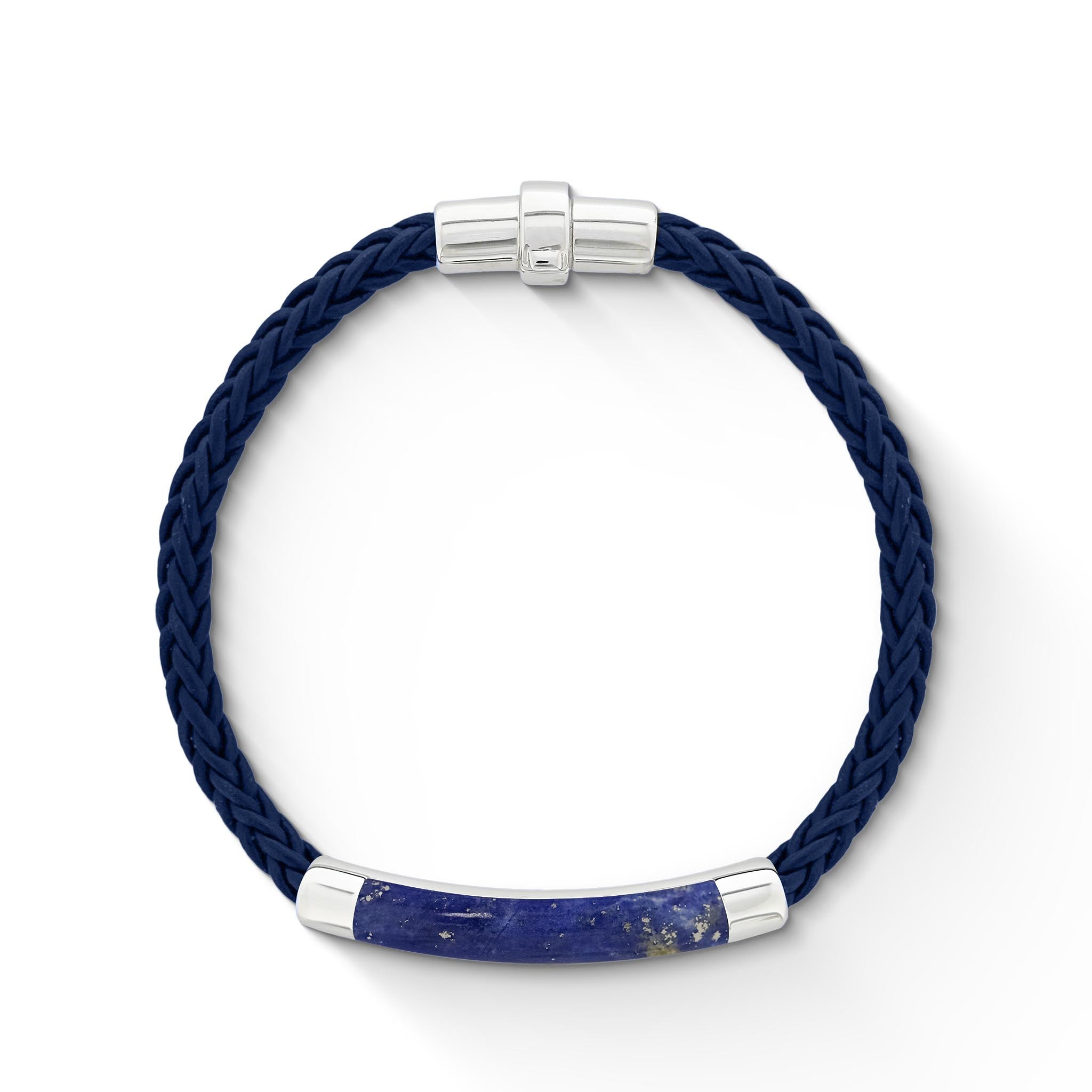 Blue Leather Bracelet with Center Plaque - This Too Shall Pass in Hebrew |  aJudaica.com