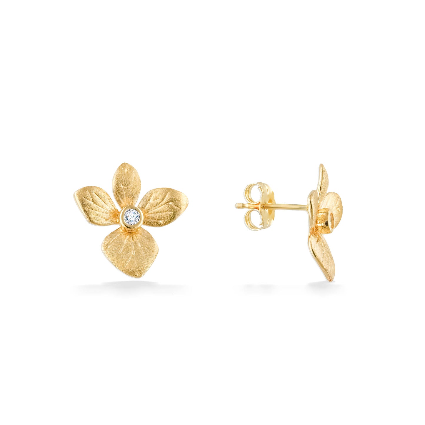 44437 - 14K Yellow Gold - Hydrangea Stud Earrings