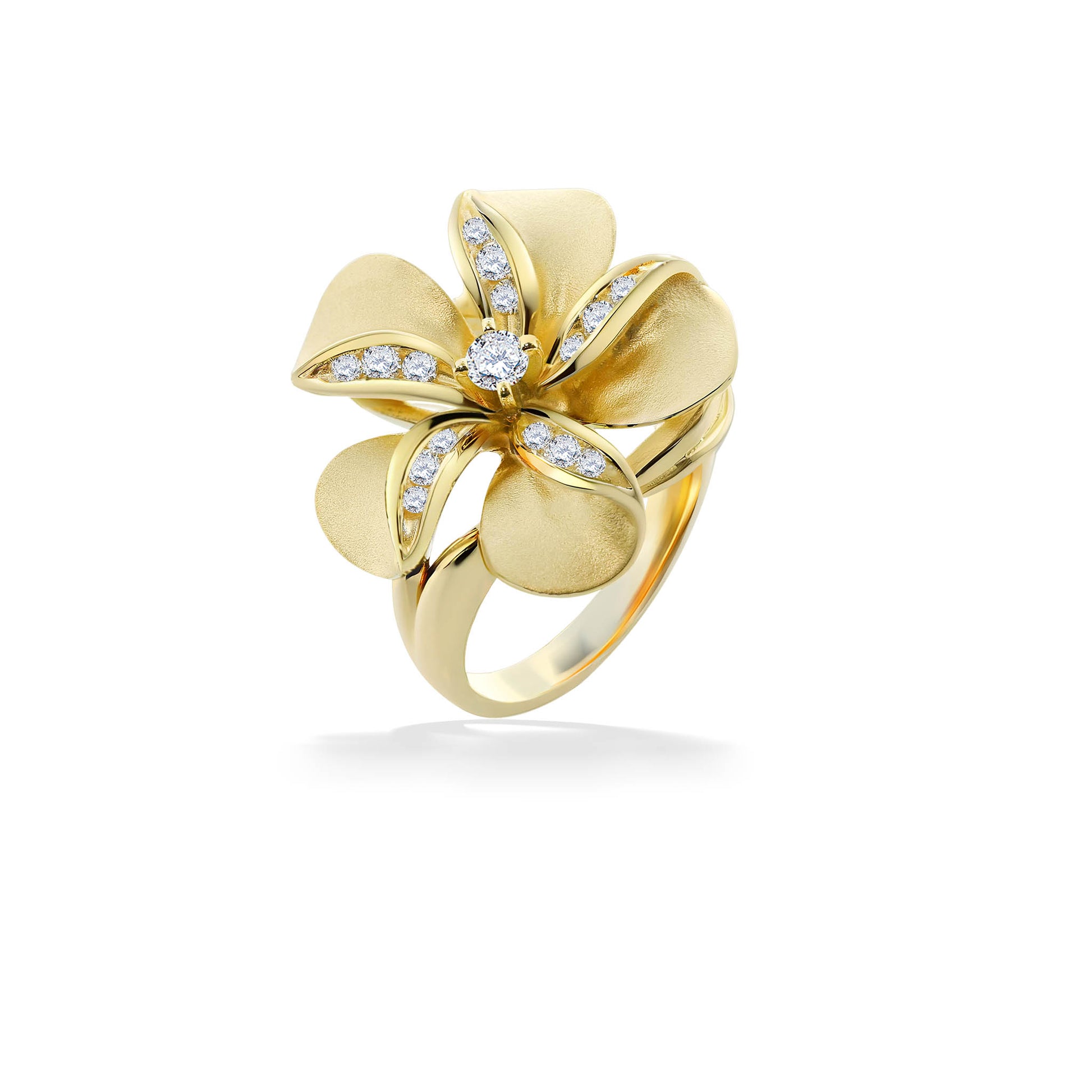 44954 - 18K Yellow Gold - Plumeria Ring