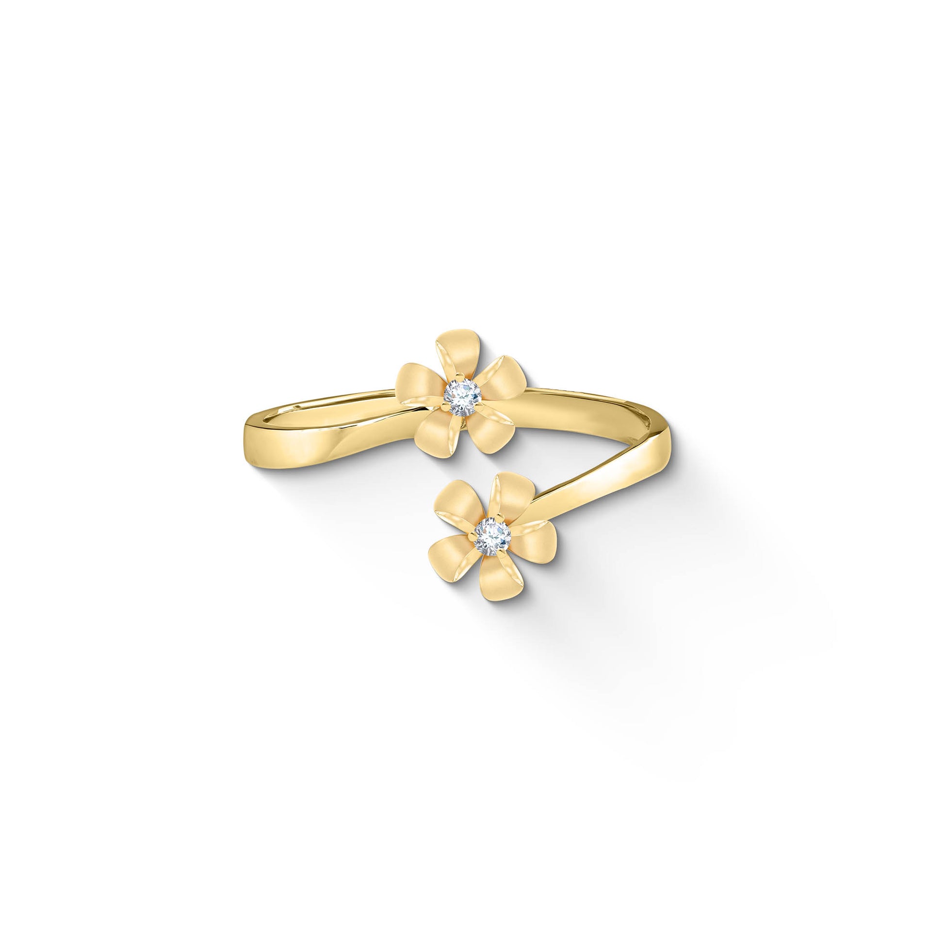 44467 - 14K Yellow Gold - Double Plumeria Ring