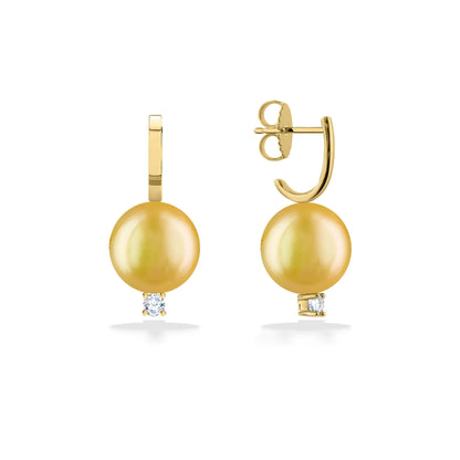 44589 - 14K Yellow Gold - Golden South Sea Pearl Earrings