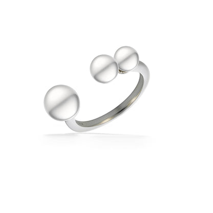 44506 - Sterling Silver - White Freshwater Three Pearl Open Ring