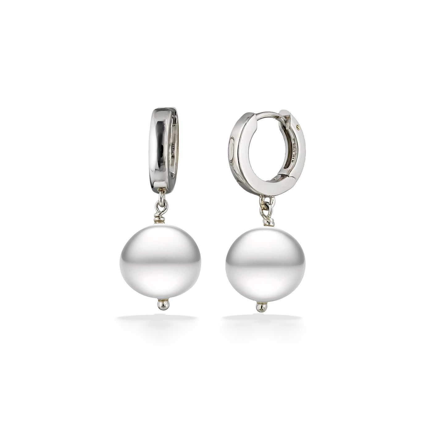 44513 - Sterling Silver - White Freshwater Pearl Hooplet Drop Earrings