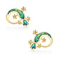 44570 - 14K Yellow Gold - Gecko Abalone and Tsavorite Stud Earrings