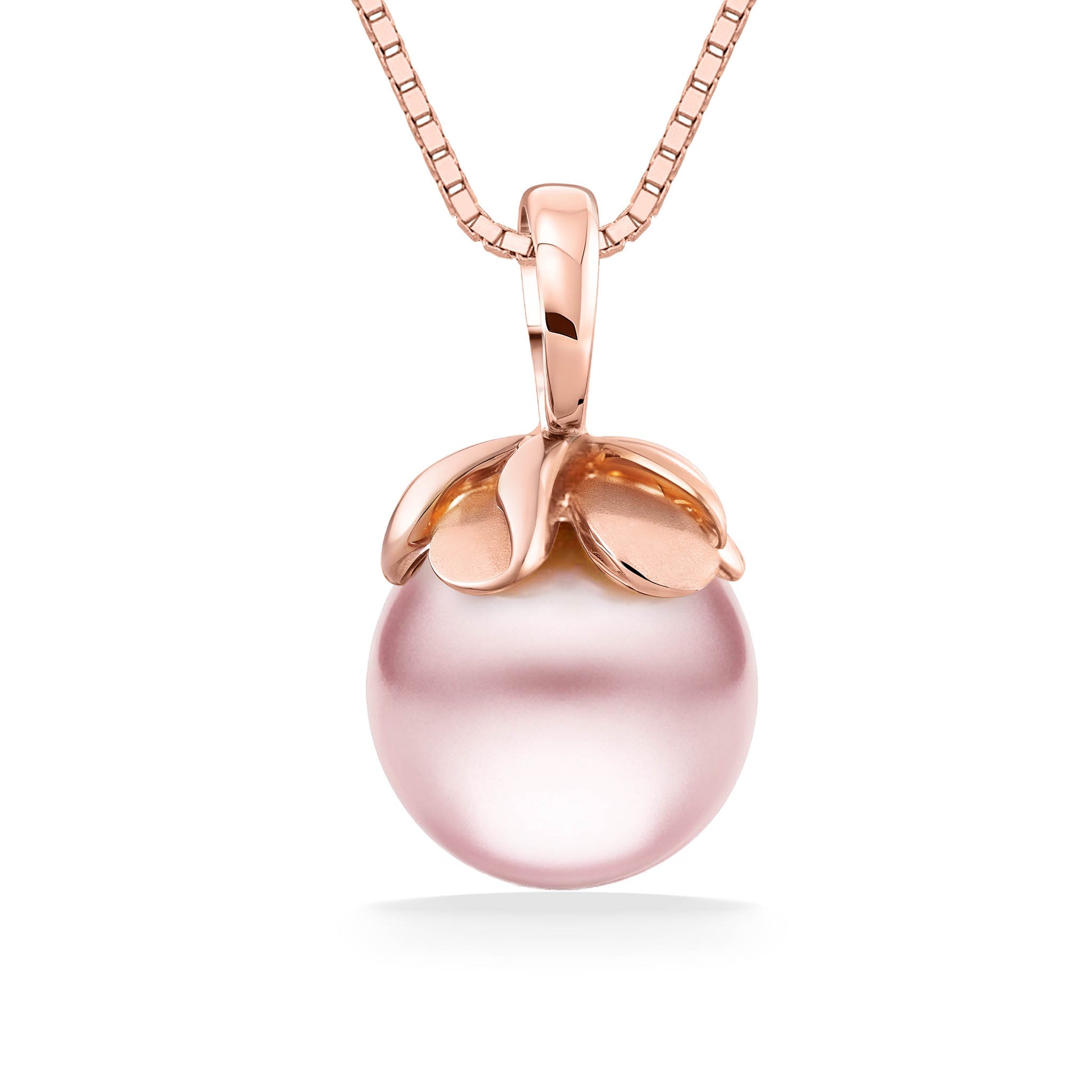 14k Rose Gold Plumeria Pendant with a Pink Freshwater Pearl – Na Hoku