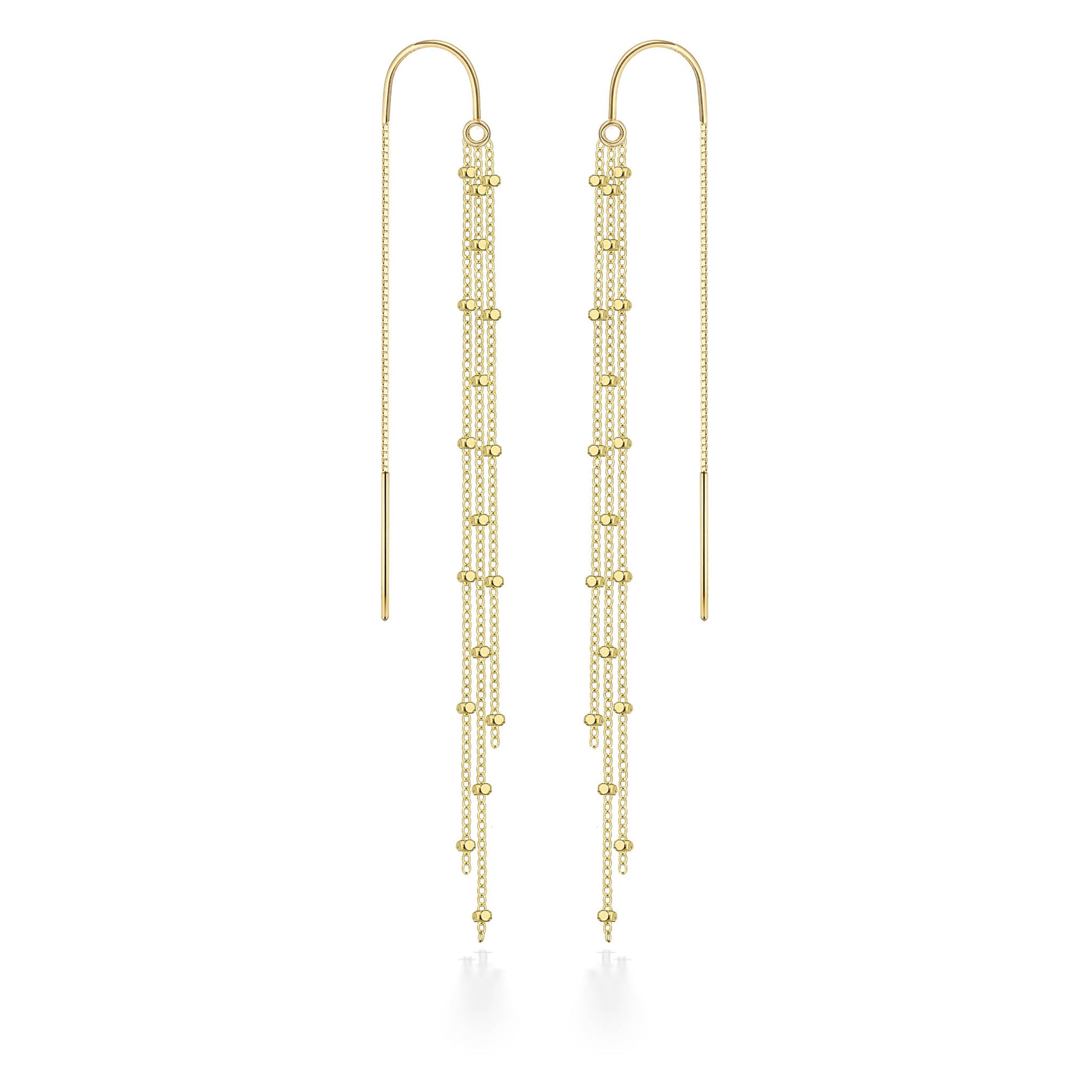 44562 - 14K Yellow Gold - Saturn Cable Chain Threader Earrings