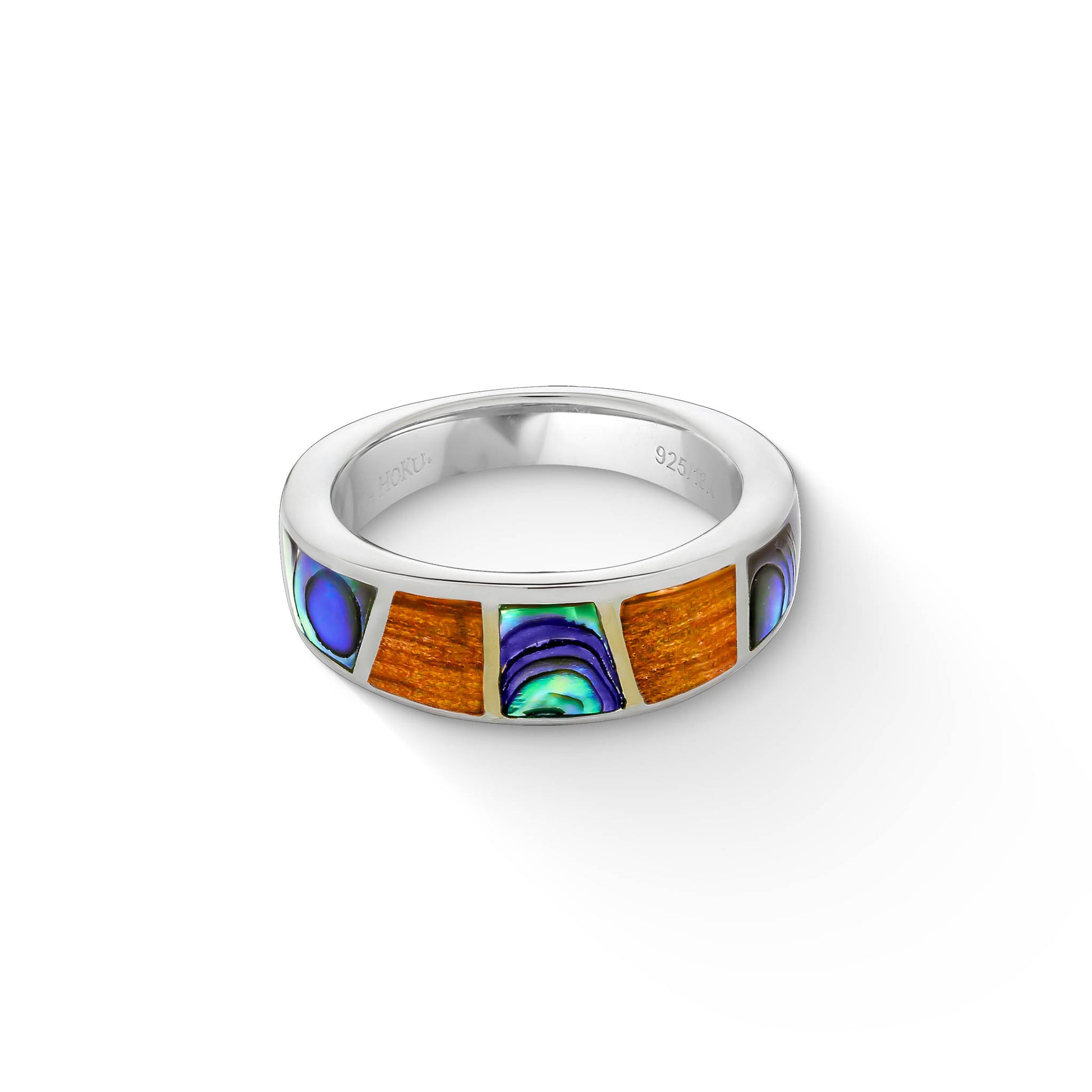 44595 - 18K Yellow Gold and Sterling Silver - Inlay Ring
